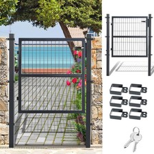 Gartentor Anthrazit, 100x100cm, verzinkter Stahl, Zauntür, Hoftür, mit Schloss