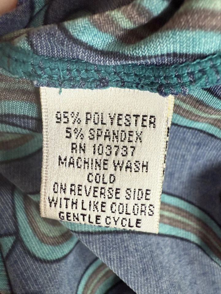 Vestido Ali Ro para mujer talla 6 azul/verde geométrico manga larga ligero elástico Foto 3 de 4