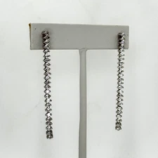 Tennis Style Drop Earrings Cubic Zirconia CZ 925 Sterling Silver