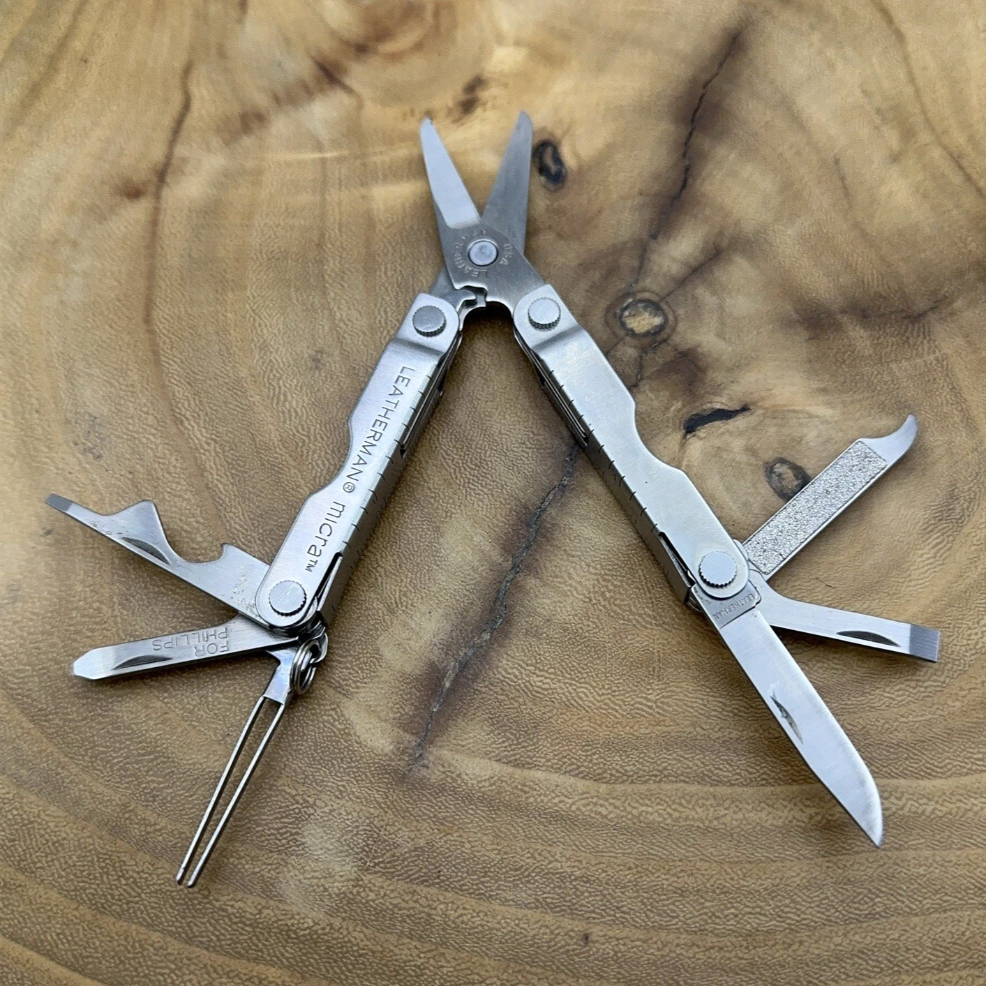 1 Leatherman Micra Stainless Mini Multitool Knife, Stainless Dated 08/99 *READ*