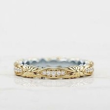 0.50 Ct Round Cut Diamond Full Eternity Wedding Band Ring 14K Yellow Gold Finish