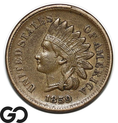 1859 Indian Head Cent Penny, Choice XF Tougher Date