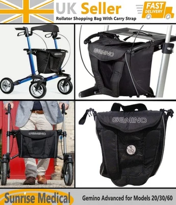 GEMINO SUNRISE MEDICAL New Gemino Sunrise 20/30/60 Models Rollator Shopping Bag With Carry Strap