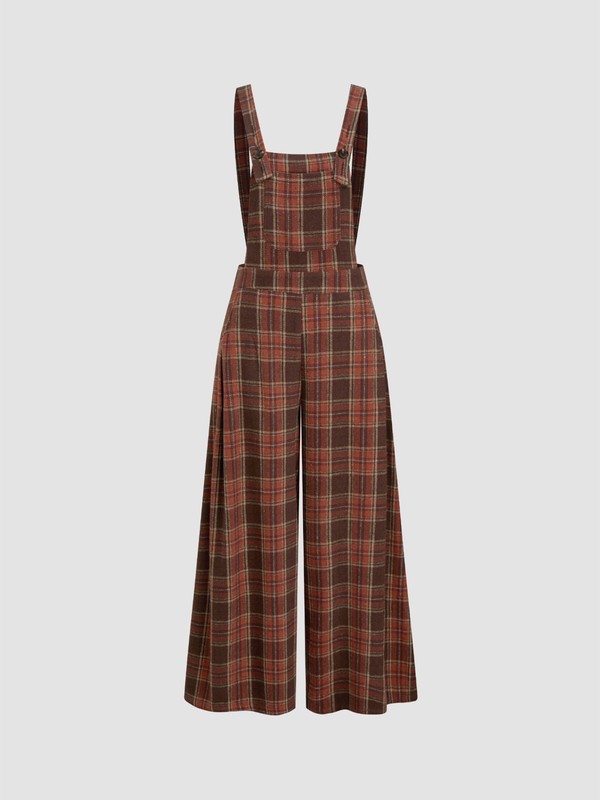 Cider Plaid Tartan Pleated Jumpsuit Overalls XS New With Tags Vintage Look