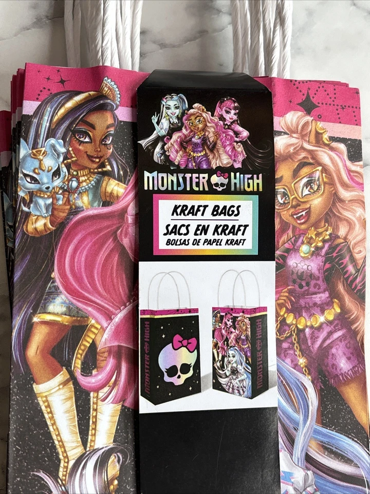 Bolsas de botín Monster High Bolsas de regalo de regalos 8 quilates Niñas Fiesta de cumpleaños Favores Suministros Foto 3 de 4