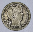 1910 Barber Quarter 25C 90% Silver USA Coin Philadelphia Mint Liberty Head