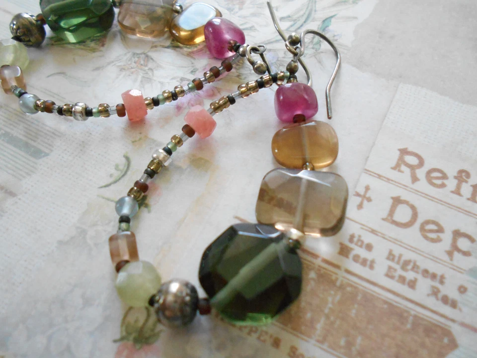 Pendientes Silpada Esterlina Calcedonia Cuarzo Vidrio Semilla Cuentas W2158 31BB3 Foto 4 de 4