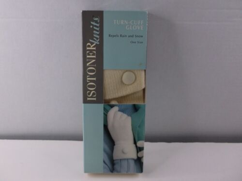 Vintage Isotoner Knits Womens Gloves Turn Cuff Glove White One Size