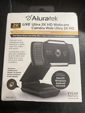 Aluratek 2K HD Webcam with Dual Stereo Noise Cancelling Mics, Auto Focus New