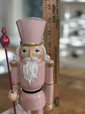 Jingle & Joy Pink White Gold Resin Santa Nutcracker Figure Statue Christmas