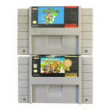 SUPER MARIO KART & Super Mario World - Super Nintendo SNES - Tested Working