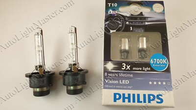 Philips d2s 85122 xenon bulbs and t10 philips vision led 6700k bulbs