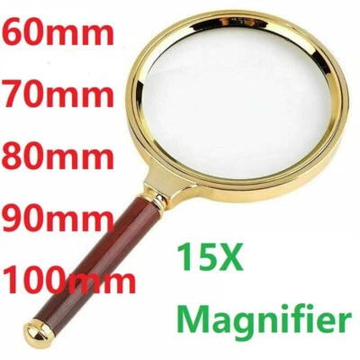 MULTIBAO 60/70/80/90/100mm 15x Magnifying Glass Handheld Aid Big Large Reading Jewelry