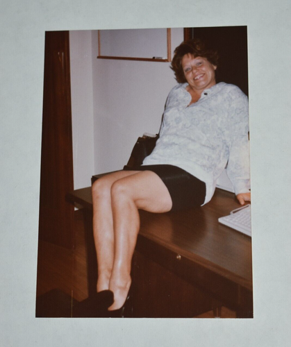 candid mature woman in short skirt on desk curvy legs VINTAGE PHOTOGRAPH  Aj5 | eBay