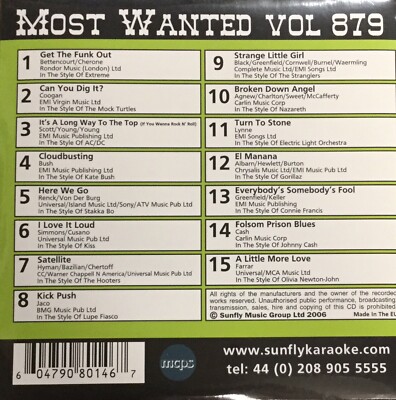 Sunfly Most Wanted (SFMW879) - Karaoke CDG-Disc