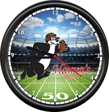Hamm's Hamms Beer Bear Football Player Fall Bar Tavern Season Sign Wall Clock