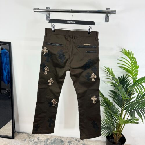 Jeans Chrome Hearts Cheetah Cross Patch in marrone prezzo consigliato £ 10000 * - Foto 2 di 24