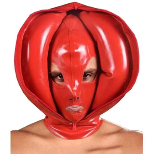 Latex Hood Rubber Mask Aerate Double Layer Zipper Full Cover Club Wear Cosplay