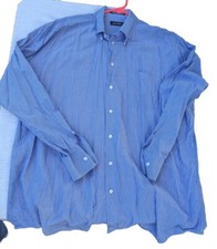 Nautica Mens Blue Collared Striped Long Sleeve Button Up Dress Shirt Sz 17 34/35