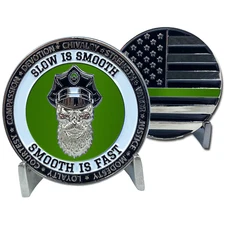 DL4-11 Thin Green Line Challenge Coin SLOW IS SMOOTH, SMOOTH IS FAST Beard Gang