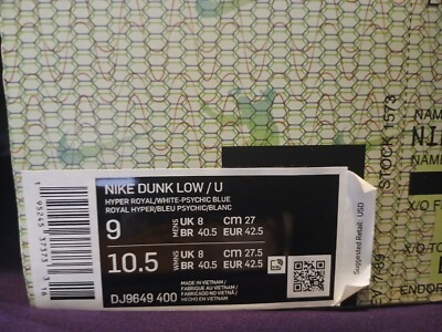 New Nike dunk low uk size 8; US 9