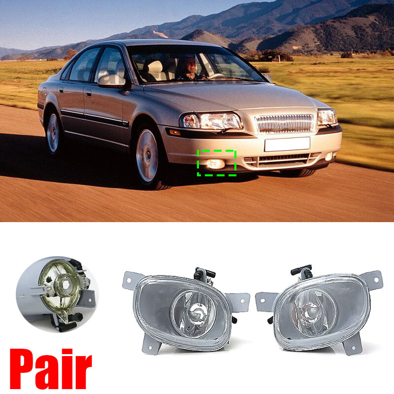 Volvo S80 1999-2006 Front Bumper Fog Lights Pair Clear Lens No Bulbs