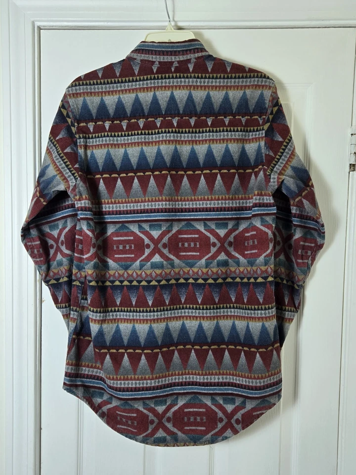 Vintage 90s LL Bean Aztec Navajo Southwestern Western Flannel Shirt Size Small - Image 2 of 3