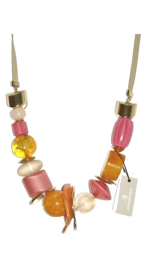 Vintage Pink Lucite Necklace Bracelet Set Chunky Marbled  display picture 2