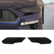 Smoked Black Front Head Light Lamp Guard Cover Trim Bezel For Ford Mustang 2018+