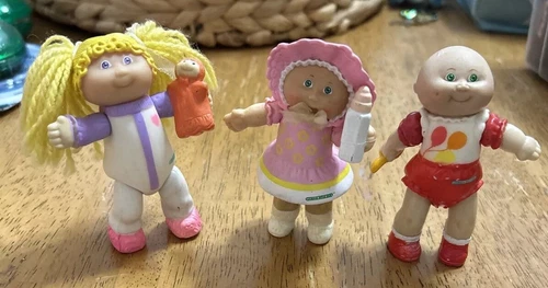 Vintage Lot Of 3 1984 Cabbage Patch Kids Dolls Mini PVC Poseable Figures