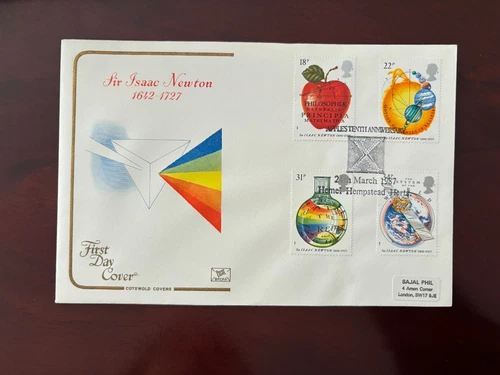 United Kingdom 1987 - Isaac Newton stamps FDC Hemel Hempsted Herts