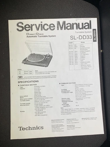 Technics SL-DD33 Service Manual Turntable System Photocopy