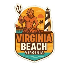 Virginia Beach Virginia Sticker Decal Vinyl Die-Cut City Skyline Landmark Design
