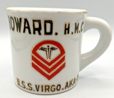 Vintage US Navy Heavy Diner Mug USS Virgo AKA-20 Howard HMC Gold Detailing
