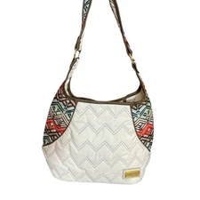 Cinda b mini hobo bag with quilted chevron and geometric patterned sides