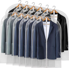 40" All Clear Garment Bags for Hanging Clothes, 12 Packs Suit Bags for Closet St