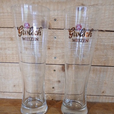 2 x GROLSCH Weizen Gläser - seltenes Pint groß hoch Premium Weizenbier Lager