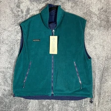 Columbia Vest MEns XL Blue Green Fleece Nylon Reversible Deadstock MTR Fleece
