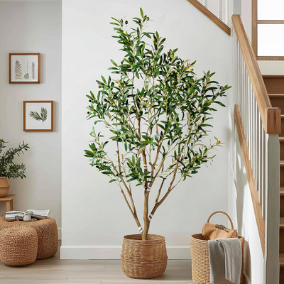 5FT Realistic Faux Olive Tree in White Pot - Indoor/Outdoor Decor