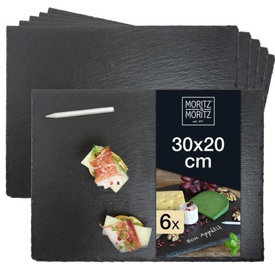 6x Schieferplatten Set Servierplatte Schiefer Teller Käseplatte Untersetzer