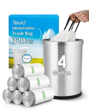 4 Gallon 320 Counts Strong Drawstring Trash Bags 1 Count Pack of 320 , White