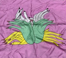 RARE FIND: MARNI x Bruno Bozzetto Pink and Green Hand Silk Scarf Foulard