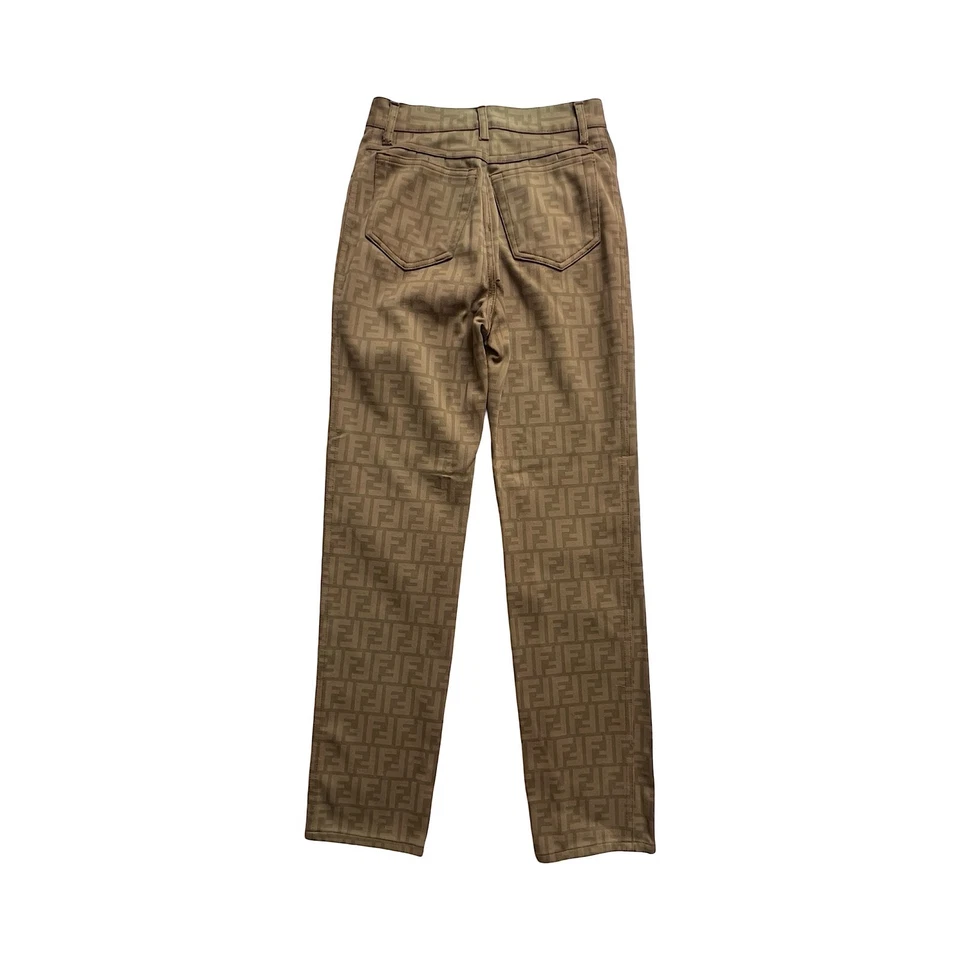 Pantalón Fendi Zucca 8 Pequeño Logo Calabacín Monograma Caqui Recto De Colección Foto 2 de 4
