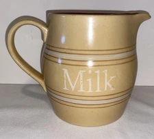 Over And Back Yellow Ware Milk Jug Pitcher