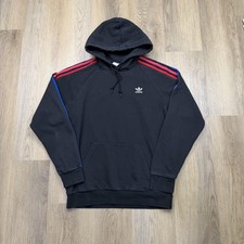 Adidas Originals Hoodie Mens Large Black Trefoil 3 Stripes Pullover GE6245