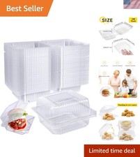 100 Pcs Clear Hinged Plastic Containers with Lids,Individual Cake Slice Conta...