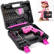 55-Piece Kids Real Tool Set, Electric Cordless Drill Tool Kit for Children