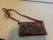 Cherry Red Leather Studded Small Crossbody Pu...