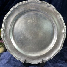 Set of 2 Wilton Armetale Metal Queen Anne 12" Service Plates/Chargers- USA