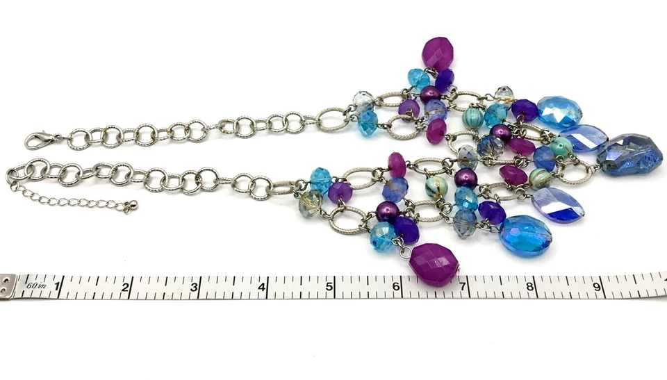 Collar de cuentas acrílicas de vidrio estilo checo Art Deco rosa azul púrpura caramelo duro Foto 4 de 4